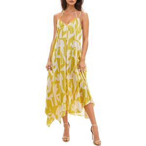 Socialite Abstract Yellow & White Maxi Dress - Size S